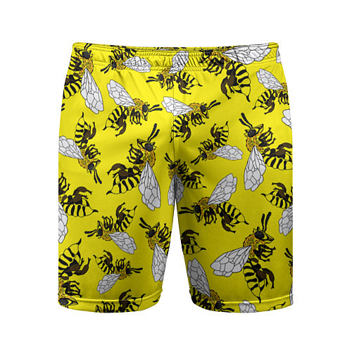 Мужские спортивные шорты Пчелы на желтом / 3D-принт – фото 1