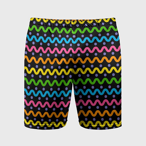 Мужские спортивные шорты Разноцветные волнистые линии / 3D-принт – фото 1