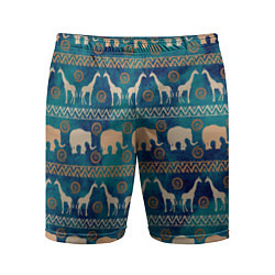 Мужские спортивные шорты Жирафы и слоны