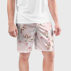 Шорты спортивные мужские Розовые цветы весны, цвет: 3D-принт — фото 2