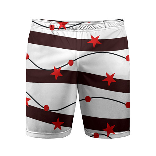 Мужские спортивные шорты Красные Звезды На Волнах / 3D-принт – фото 1