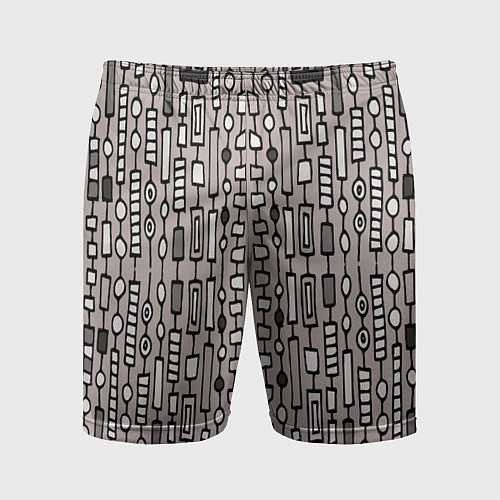 Мужские спортивные шорты Полосатый геометрический узор Круги, квадраты, лин / 3D-принт – фото 1