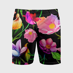 Шорты спортивные мужские Цветочный узор Floral pattern, цвет: 3D-принт