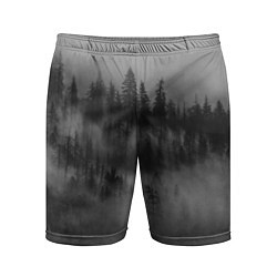 Шорты спортивные мужские Туманный лес - природа, цвет: 3D-принт