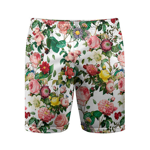 Мужские спортивные шорты Узор из летних роз Summer Roses Pattern / 3D-принт – фото 1