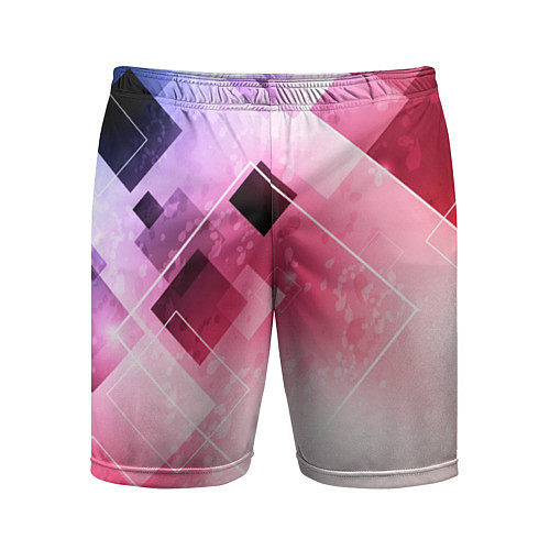 Мужские спортивные шорты Розово-голубая абстрактная геометрия / 3D-принт – фото 1