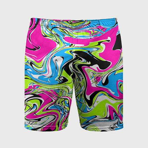 Мужские спортивные шорты Абстрактные мраморные разводы в ярких цветах Поп а / 3D-принт – фото 1
