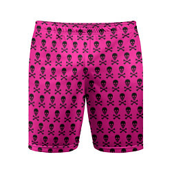 Мужские спортивные шорты Розовый фон с черепами паттерн