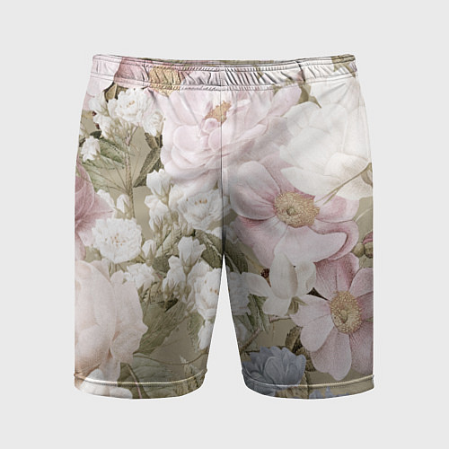 Мужские спортивные шорты Цветы Английский Садовый Узор / 3D-принт – фото 1