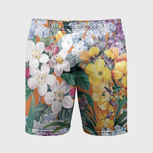Мужские спортивные шорты Цветы Красочный Лакфиоль / 3D-принт – фото 1