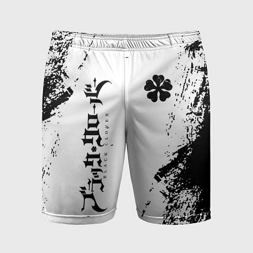 Мужские спортивные шорты Black clover чёрный клевер вертикальная надпись / 3D-принт – фото 1
