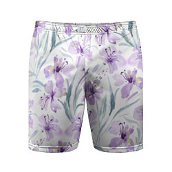 Мужские спортивные шорты Цветы Фиолетовые Нарисованные Акварелью