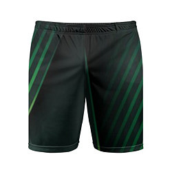 Шорты спортивные мужские Зеленые 3D полосы со свечением, цвет: 3D-принт