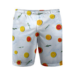 Шорты спортивные мужские Дольки апельсина и грейпфрута, цвет: 3D-принт