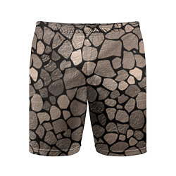 Шорты спортивные мужские Черно-коричневая текстура камня, цвет: 3D-принт