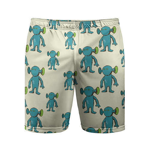 Мужские спортивные шорты Милые зеленые человечки / 3D-принт – фото 1