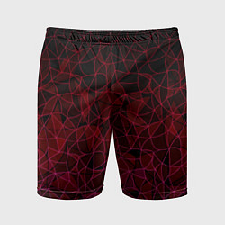 Шорты спортивные мужские Темно-красный абстрактный узор, цвет: 3D-принт