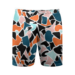 Мужские спортивные шорты Абстрактный современный разноцветный узор в оранже