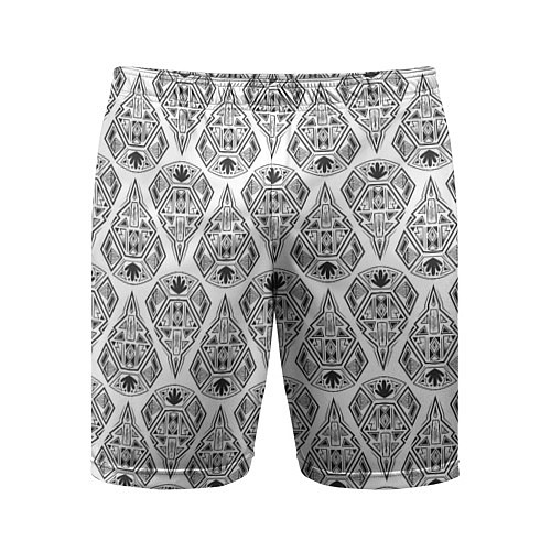 Мужские спортивные шорты Черно-белый геометрический узор Арт деко / 3D-принт – фото 1