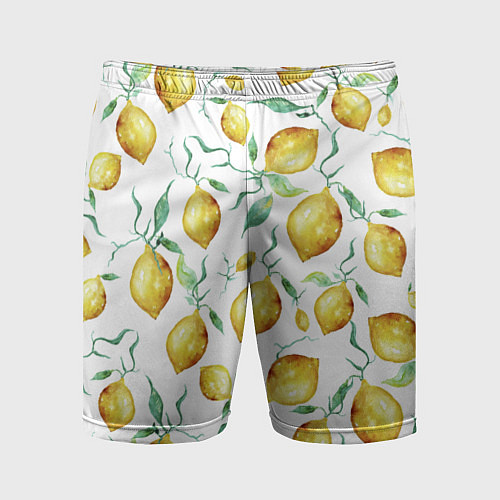 Мужские спортивные шорты Лимоны Нарисованные Акварелью / 3D-принт – фото 1