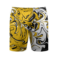 Шорты спортивные мужские Черно-желтые разводы, цвет: 3D-принт