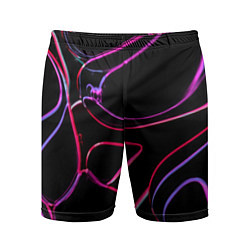 Шорты спортивные мужские Неоновые линзы во тьме - Розовый, цвет: 3D-принт