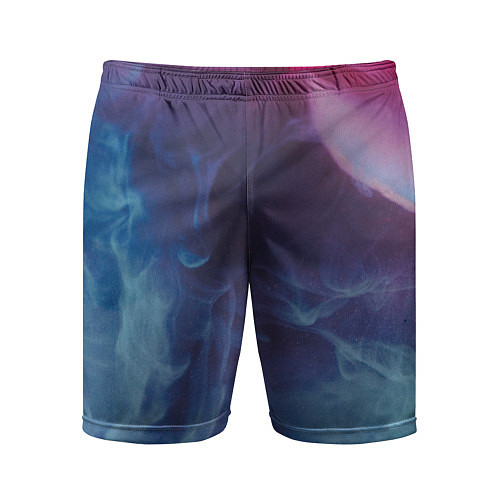 Мужские спортивные шорты Неоновый дым - Голубой и розовый / 3D-принт – фото 1