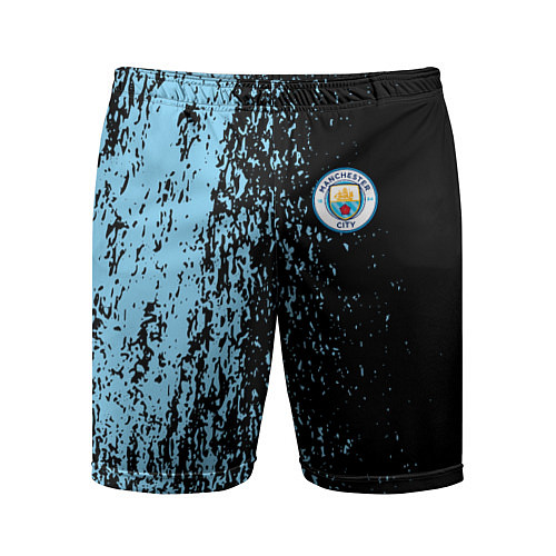 Мужские спортивные шорты Manchester city манчестер сити голубые брызги / 3D-принт – фото 1