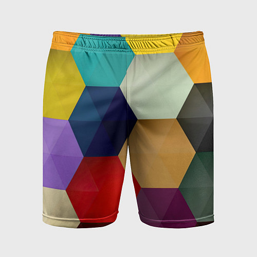 Мужские спортивные шорты Цветные соты / 3D-принт – фото 1