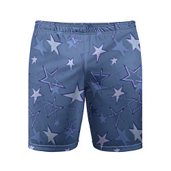 Шорты спортивные мужские Gray-Blue Star Pattern, цвет: 3D-принт
