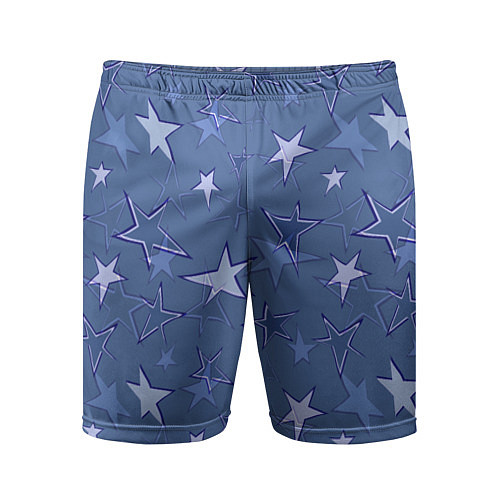 Мужские спортивные шорты Gray-Blue Star Pattern / 3D-принт – фото 1