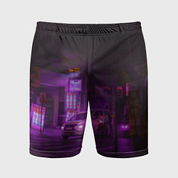 Шорты спортивные мужские Неоновый ночной переход - Фиолетовый, цвет: 3D-принт