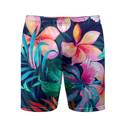 Мужские спортивные шорты Яркие тропические цветы Лето