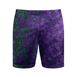 Мужские спортивные шорты Marble texture purple green color
