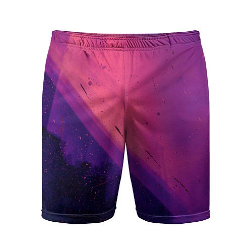 Мужские спортивные шорты Неоновая пыль и лучи - Тёмно-розовый / 3D-принт – фото 1