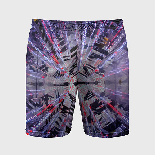 Мужские спортивные шорты Неоновый абстрактный коридор - Фиолетовый / 3D-принт – фото 1