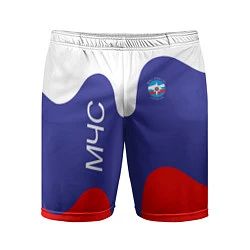 Шорты спортивные мужские МЧС - флаг России, цвет: 3D-принт