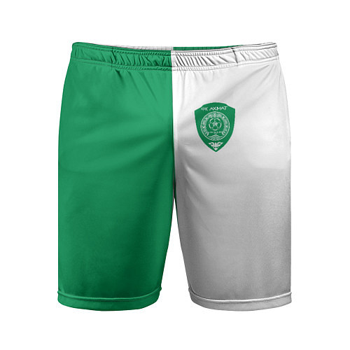 Мужские спортивные шорты ФК Ахмат бело-зеленая форма / 3D-принт – фото 1