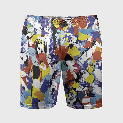 Мужские спортивные шорты Смелые мазки яркой краски на холсте / 3D-принт – фото 1