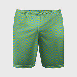Шорты спортивные мужские Зеленые зигзаги, цвет: 3D-принт