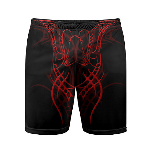 Мужские спортивные шорты Красный узор с глазами на спине / 3D-принт – фото 1