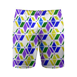 Шорты спортивные мужские Разноцветный неоновый геометрический узор, цвет: 3D-принт