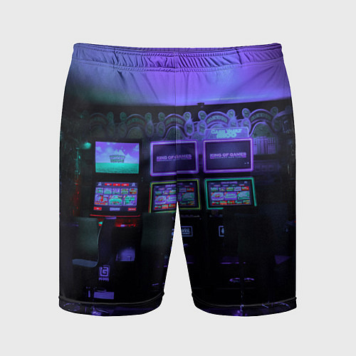Мужские спортивные шорты Неоновые игровые автоматы - Фиолетoвый / 3D-принт – фото 1
