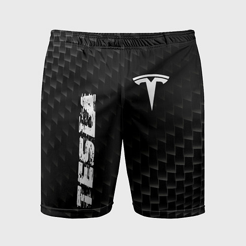 Мужские спортивные шорты Tesla карбоновый фон / 3D-принт – фото 1