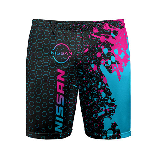 Мужские спортивные шорты Nissan - neon gradient / 3D-принт – фото 1