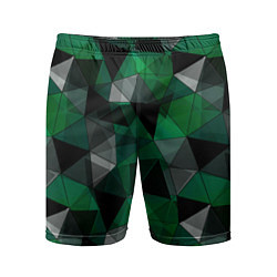 Мужские спортивные шорты Зеленый, серый и черный геометрический