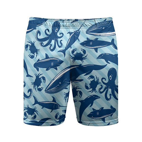 Мужские спортивные шорты Жители океанских глубин / 3D-принт – фото 1