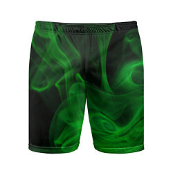 Шорты спортивные мужские Зелёный абстрактный дым, цвет: 3D-принт