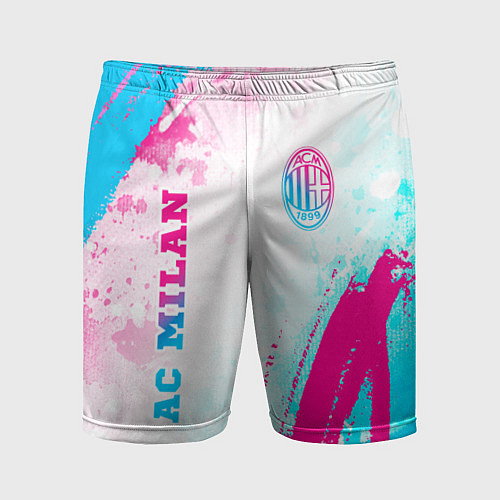 Мужские спортивные шорты AC Milan neon gradient style: символ и надпись вер / 3D-принт – фото 1