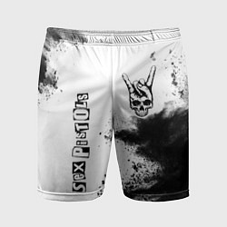 Мужские спортивные шорты Sex Pistols и рок символ на светлом фоне